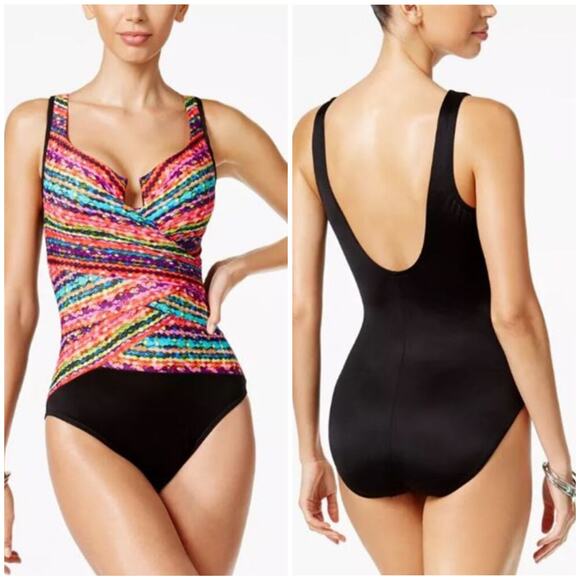 Miraclesuit NWT Escape One Piece Swimsuit Night Lights Tummy Control Size 14 - Picture 1 of 13